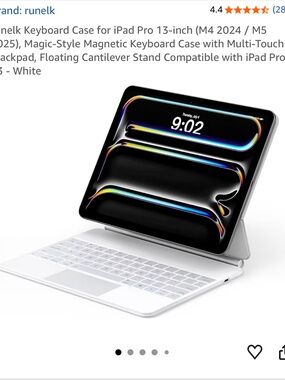 NEW Magnetic Keyboard Case for iPad Pro 13-inch - White